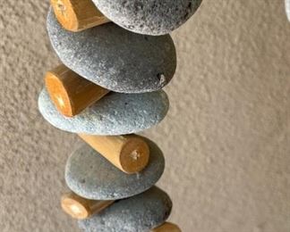 Artist Made Stone & Wood Heart Sculpture 48 x 20 x 10in HxWxD