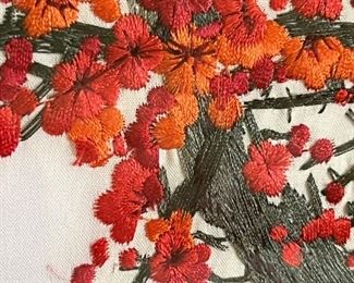 Chinese Embroidered Silk Art Hand Stitched Frame: 18x18in