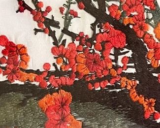 Chinese Embroidered Silk Art Hand Stitched Frame: 18x18in