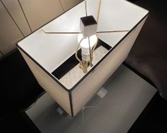 2pc Contemporary Travertine Lamps PAIR 18.5 x 13.25 x7in HxWxD