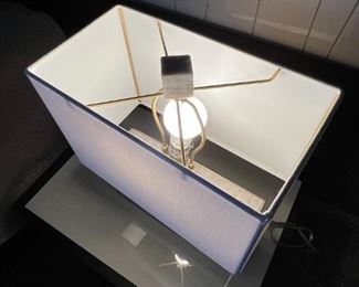 2pc Contemporary Travertine Lamps PAIR 18.5 x 13.25 x7in HxWxD