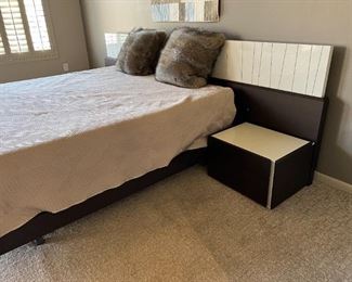 J&M Furniture Porto King LED Platform Bed & Nightstands Bed frame: 82.25 x 80in Headboard 39.5x 132in