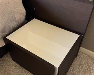 J&M Furniture Porto King LED Platform Bed & Nightstands Bed frame: 82.25 x 80in Headboard 39.5x 132in