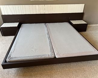 J&M Furniture Porto King LED Platform Bed & Nightstands Bed frame: 82.25 x 80in Headboard 39.5x 132in