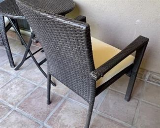 3pc Outdoor dinette set two chairs one table Chairs: 35x22.5x 23.25in Table 28in h x 26in Diameter