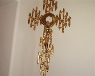 1960's Brass Brutalist Processional crucifix