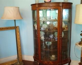 curved glass display china cabinet antique