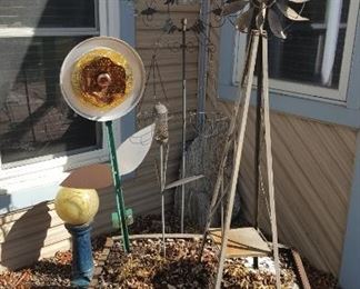 Whiskey half barrel, and garden decor.