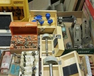 Planes, router bits, and accessories.