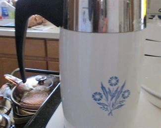 Corning ware coffee pot, electric, all parts, vintage. also tea pots and some dishes/bakeware. Corningware never disappoints! Multi use, cleans nicely.