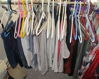 LL BEAN..many never worn, mostly pants, also capri, skirts and a shorts. shirts too. many new, never worn. good quality clothes