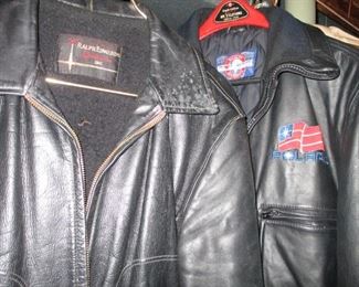 Leather jackets and a few other mens shirts and pants, jackets. A few military shirts/hats. great condition