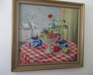 oil paintings, some framed, others not