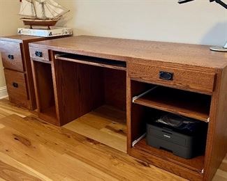 Office Furniture: Oak Computer Desk & Matching Oak File Cabinet/2 drawer