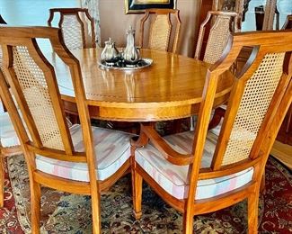 Rosewood Pedestal Table w/Leaf & 8 Chairs , purchased in the Orient in 1970’s…excellent 