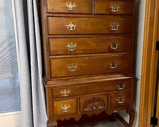 Highboy Chest w/9 Drawers Looks Great !  Reproduction piece