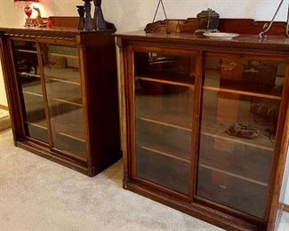 Matching Antique Bookshelves with Sliding Doors Sold Separate