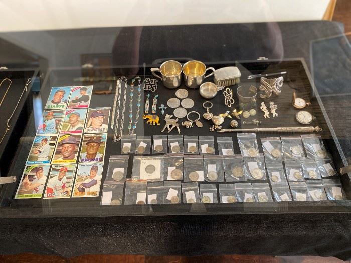 GREAT assortment of silver coins, jewelry, baseball cards & more!  