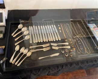 51 piece / service for 12 / art deco (1938) sterling flatware set "Chimes" pattern by Simpson Hall & Miller / Int'l Silver 