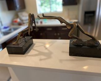 Minimalist Bronze & Marble base Book Ends 