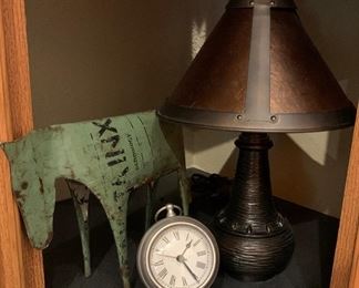 Pottery Barn Clock, Accent Lamp