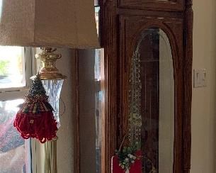 Howard Miller Grandfather Clock, Floor Lamp and 2 Waterford Matching Table Lamps