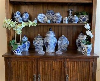Blue and White Pottery, Stunning Hutch