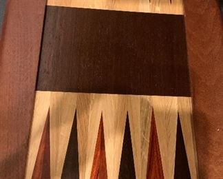Wood Backgammon Set signed David Levy