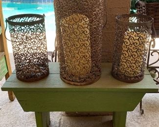 Bench, Set/3 Lanterns