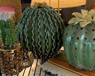 MK Cactus Tiles x 3, Nando Cactus Sculptures