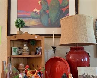 Cactus Art, Corner Shelf, Large Pottery Lamp, Poultry in Motion (Chicken Pot Pie), ...
