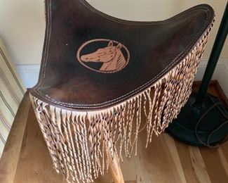 Antique Leather Triangle Stool $ 68.00