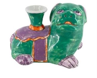 Lot 063
20th Century Chinese Porcelain Foo Fu Dog Figural Candlestick