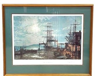Lot 176
John Stobart 'Vallejo Street Wharf in 1863' Signed