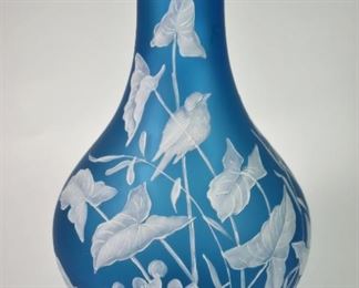 Blue Frosted Vase by Webb