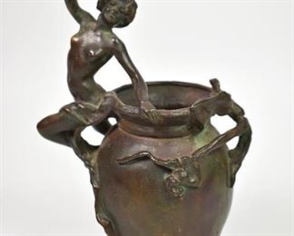 Art Nouveau Bronze Vase Figural