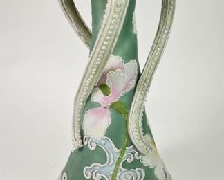 Nippon Moriage 3 Handled Vase