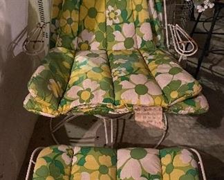 Mid-Century Outdoor Lounger and Ottoman