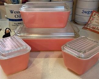 Pink Pyrex Refrigerator Dishes