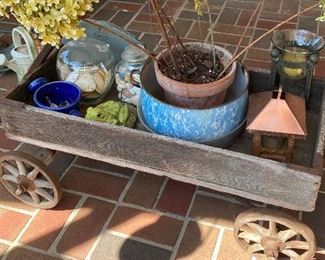 Primitive Wagon with Yard Decor