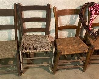 Old Cane Bottom Ladderback Chairs