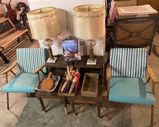 Mid-Century Chairs and End Tables