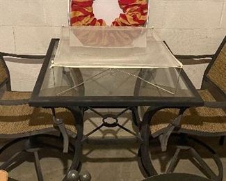 Glass Top Table and Two Chairs