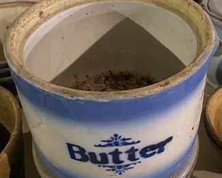 Blue and Grey Stoneware Jar