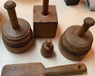 Old Butter Molds and Paddle