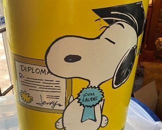 Vintage Peanuts Tin Litho Trash Can