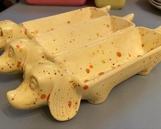 Vintage Figural Dachshund Hotdog/Condiment Server
