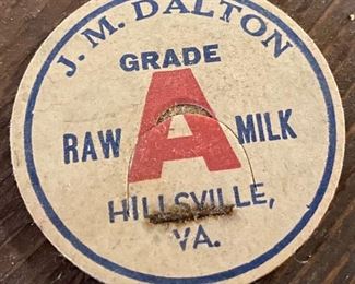 Old J.M. Dalton Milk Bottle Cap Hillsville, Va.