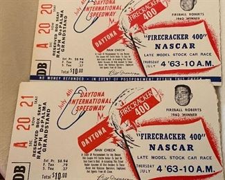 1963 Nascar Firecracker 400 Ticket Stubs