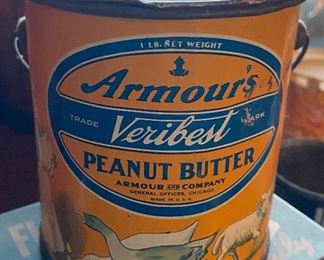 Old Tin Litho Armour's Peanut Butter Can